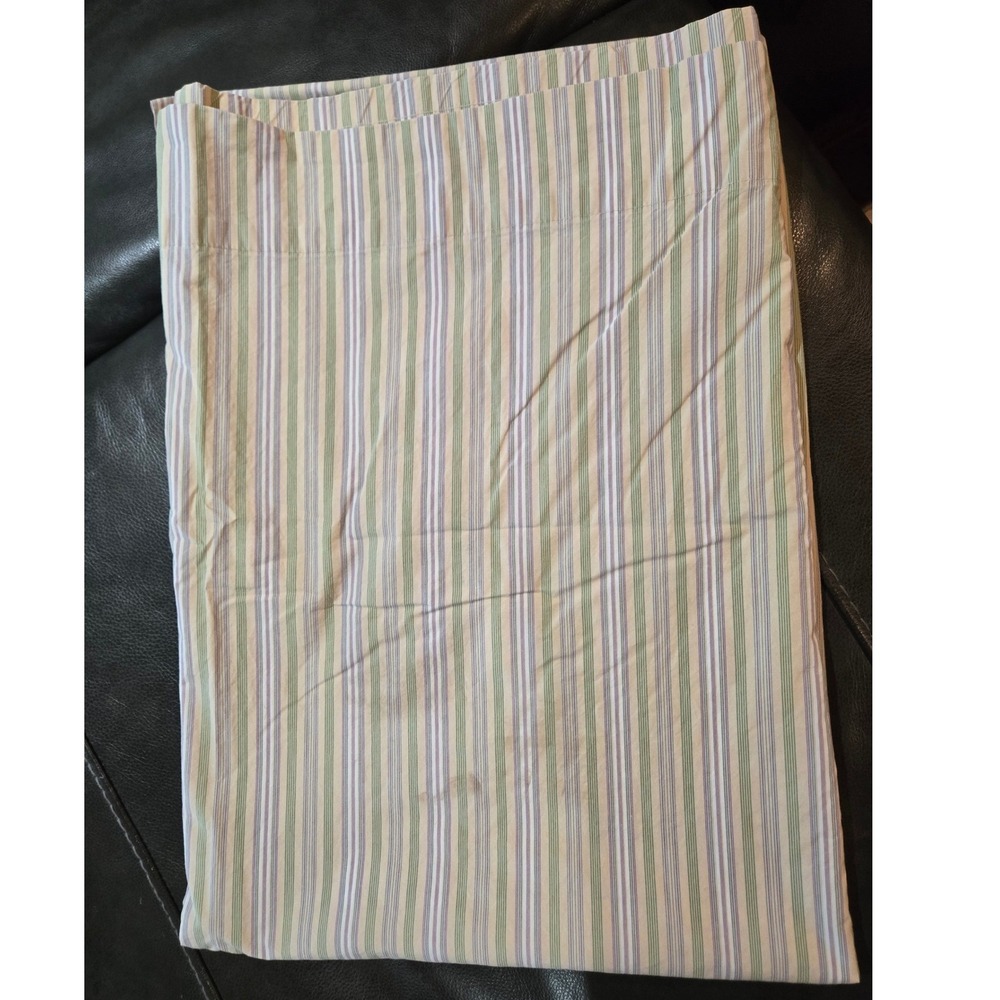 Lauren Ralph Lauren Twin Flat Sheet Green Purple Tan Striped 100% Cotton